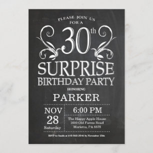 Surprise 30th Birthday Invitation Chalkboard