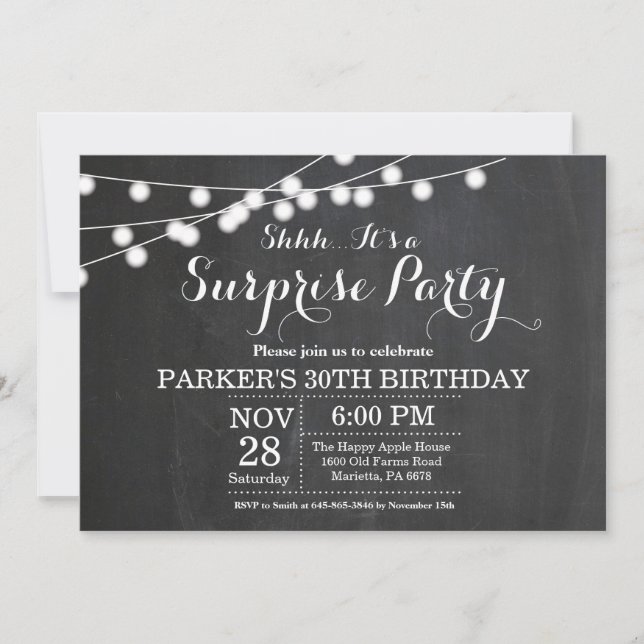 Surprise 30th Birthday Invitation Chalkboard (Front)