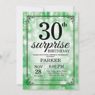 Surprise 30th Birthday Invitation Green Glitter
