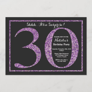 Surprise 30th Birthday Invitation Purple Glitter