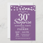 Surprise 30th Birthday Invitation Purple Lavender<br><div class="desc">Surprise 30th Birthday Invitation with String Lights. Purple Lavender Lilac Background. Female Women Birthday. 13th 15th 16th 18th 20th 21st 30th 40th 50th 60th 70th 80th 90th 100th,  Any age. For further customization,  please click the "Customize it" button and use our design tool to modify this template.</div>