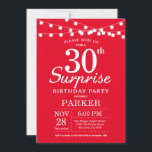 Surprise 30th Birthday Invitation Red<br><div class="desc">Surprise 30th Birthday Invitation with String Lights. Red Background. 13th 15th 16th 18th 20th 21st 30th 40th 50th 60th 70th 80th 90th 100th,  Any age. For further customization,  please click the "Customize it" button and use our design tool to modify this template.</div>
