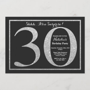 Surprise 30th Birthday Invitation Silver Glitter
