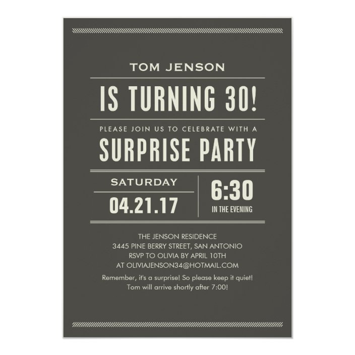 Surprise 30th Birthday Invitations 