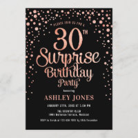 Surprise 30th Birthday Party - Black & Rose Gold