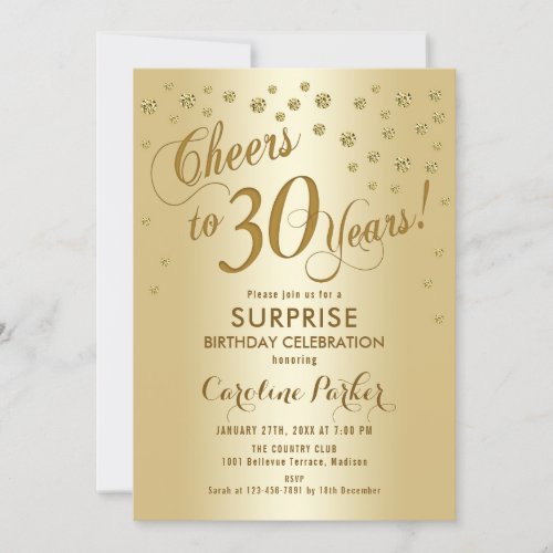 Surprise 30th Birthday Party _ Gold Invitation