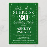 Surprise 30th Birthday Party - Green White Invitation<br><div class="desc">Surprise 30th Birthday Party Invitation.
Simple classy design in green and white. Surprise bday celebration for man or woman. Can be customized into any age!</div>