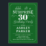 Surprise 30th Birthday Party - Green White Invitation<br><div class="desc">Surprise 30th Birthday Party Invitation.
Simple classy design in green and white. Surprise bday celebration for man or woman. Can be customized into any age!</div>