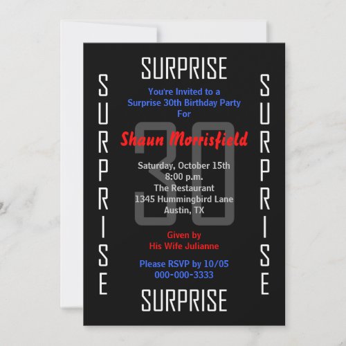 Surprise 30th Birthday Party Invitation - 30