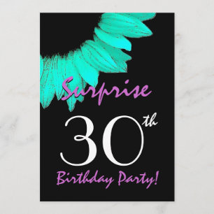 SURPRISE 30th Birthday Party Mint Green Sunflower Invitation