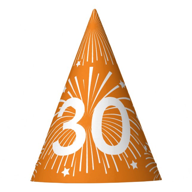 Surprise 30th Birthday party paper cone hats (Front)