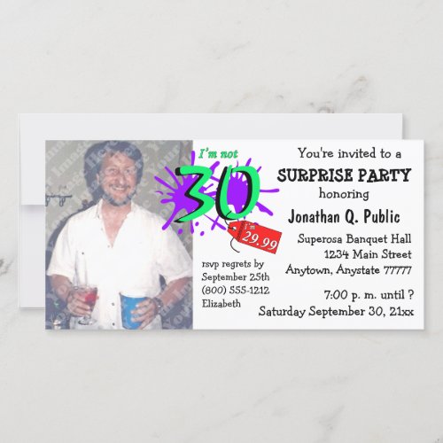 Surprise 30th Birthday Party Photo Invitation