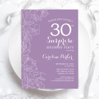 Surprise 30th Birthday Party - Purple Floral