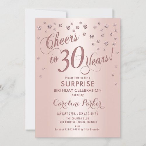 Surprise 30th Birthday Party _ Rose Gold Invitation