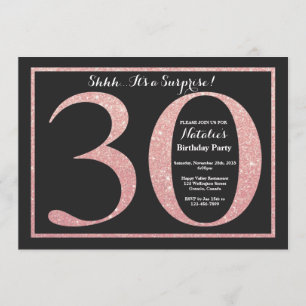 Surprise 30th Birthday Rose Pink Gold Glitter Invitation