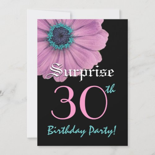 SURPRISE 30th Birthday Template Pink Daisy Custom Invites