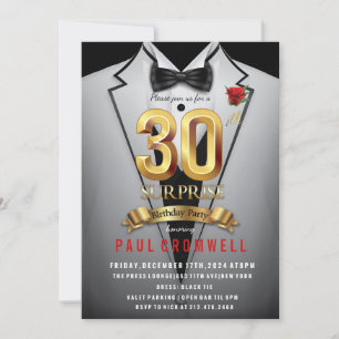 Surprise 30th Birthday Tuxedo Invitation