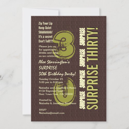 SURPRISE 30th Birthday  V10 Custom Invite