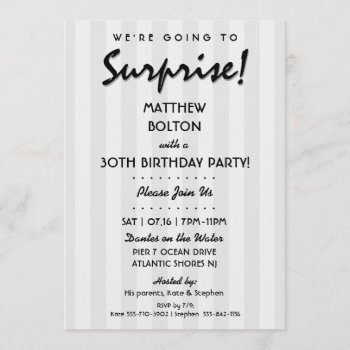 Surprise! 30th Or Any Birthday Party Invitation by CustomCardsStudio at Zazzle