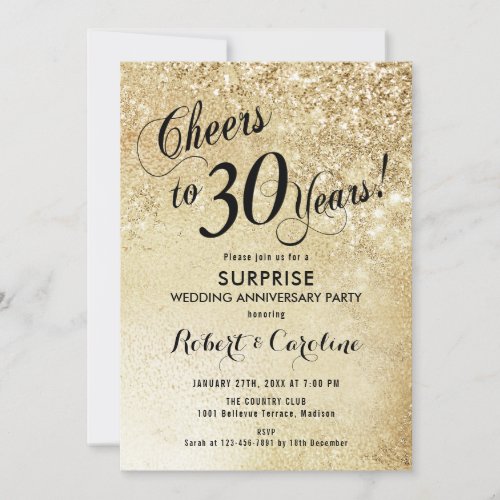 Surprise 30th Wedding Anniversary _ Gold Invitation