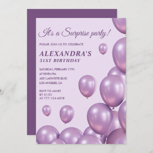 Surprise 31st birthday invitations Purple Balloons