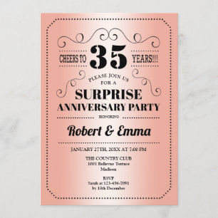 Surprise 35th Anniversary Party - Coral Invitation