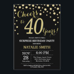 Surprise 40th Birthday Black and Gold Diamond Invitation<br><div class="desc">Surprise 40th Birthday Invitation with Black and Gold Glitter Diamond Background. Gold Confetti. Adult Birthday. Male Men or Women Birthday. For further customization,  please click the "Customize it" button and use our design tool to modify this template.</div>