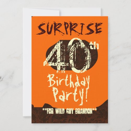 SURPRISE 40th Birthday Brown Ivory Orange C731 Invitation