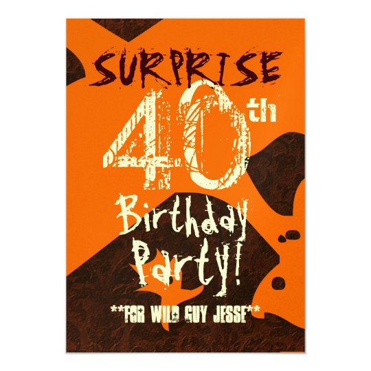 SURPRISE 40th Birthday Brown Ivory Orange W514 Card