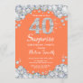 Surprise 40th Birthday Coral Silver Diamond Invitation