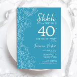 Surprise 40th Birthday - Floral Light Blue Invitation<br><div class="desc">Floral Light Blue Surprise 40th Birthday Invitation. Minimalist modern feminine design features botanical accents and typography script font. Simple floral invite card perfect for a stylish female surprise bday celebration.</div>