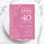 Surprise 40th Birthday - Floral Pink Invitation<br><div class="desc">Floral Pink Surprise 40th Birthday Invitation. Minimalist modern feminine design features botanical accents and typography script font. Simple floral invite card perfect for a stylish female surprise bday celebration.</div>