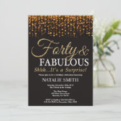 Surprise 40th Birthday Forty and Fabulous Gold Invitation (Standing Front)