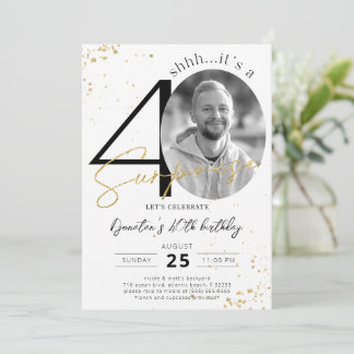 Surprise 40th Birthday Gold Photo Invitation