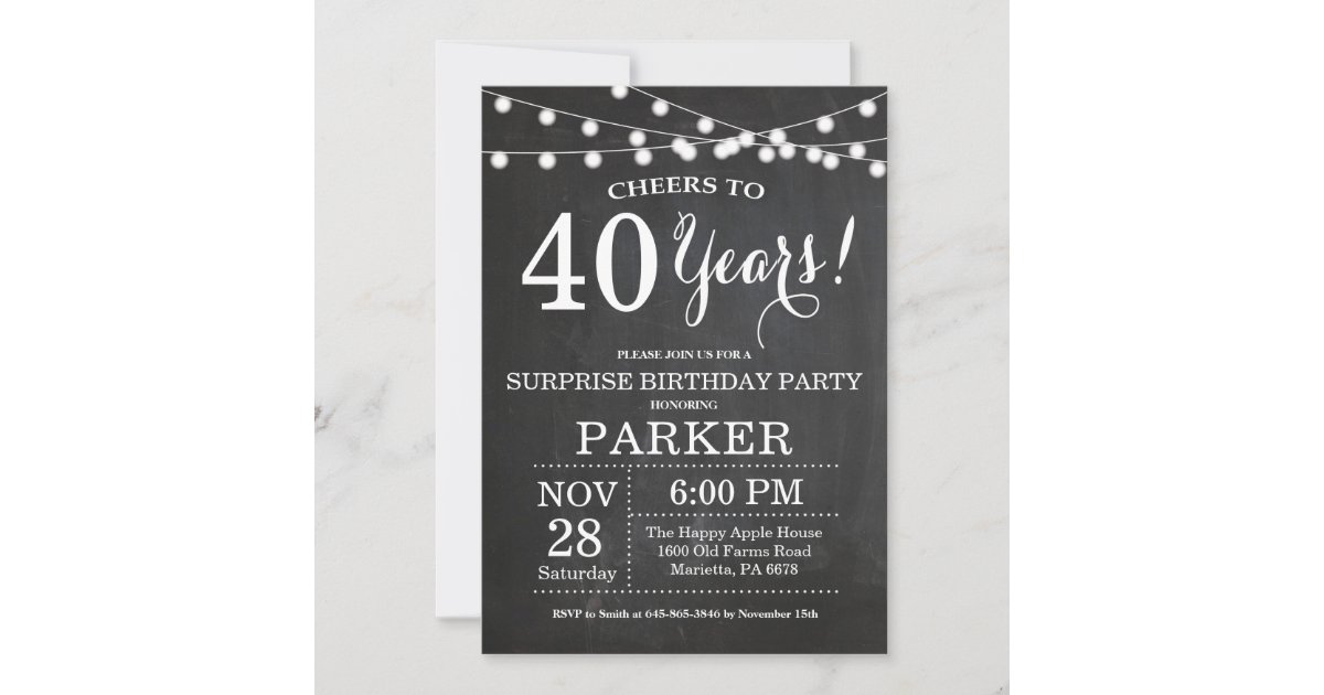 surprise birthday invitations chalk