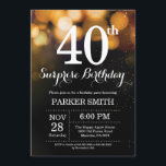 Surprise 40th Birthday Invitation Gold Glitter<br><div class="desc">Surprise 40th Birthday Invitation with Gold String Lights with Gold Glitter Background. Gold Birthday. Adult Birthday. Men or Women Bday Invite. 13th 15th 16th 18th 20th 21st 30th 40th 50th 60th 70th 80th 90th 100th, Any age. For further customization, please click the "Customize it" button and use our design tool...</div>