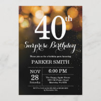 Surprise 40th Birthday Invitation Gold Glitter