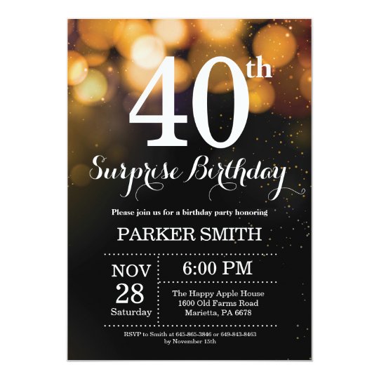 Surprise 40th Birthday Invitation Gold Glitter