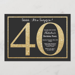 Surprise 40th Birthday Invitation Gold Glitter