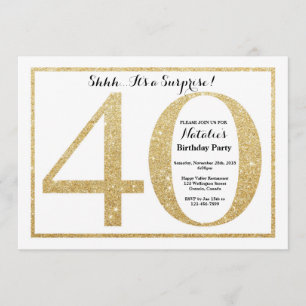 Surprise 40th Birthday Invitation Gold Glitter