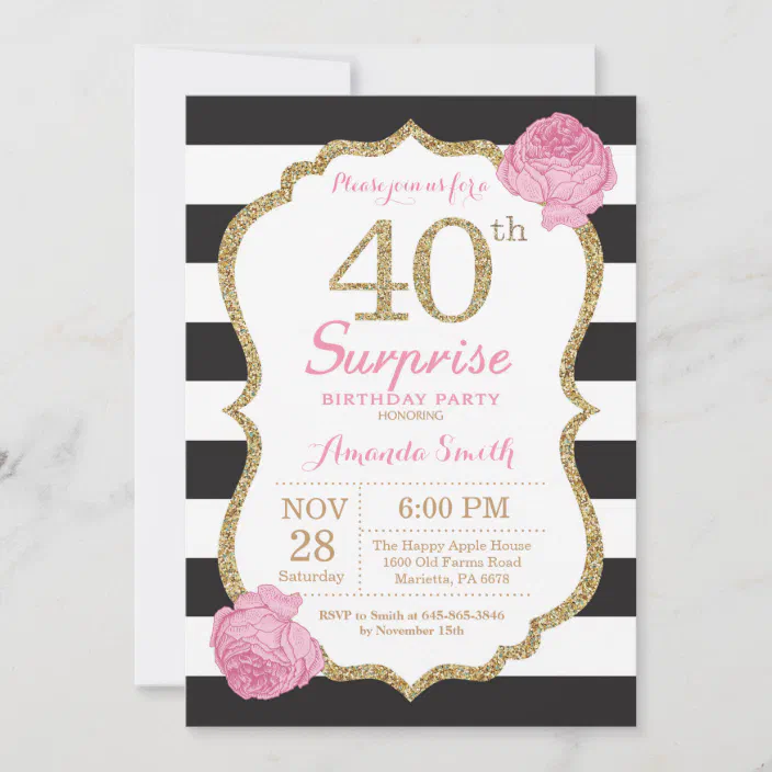 60th Invite Floral Rose Gold Invite 21st Invite 30th Invite Milestone Birthday Floral & Black 50th Invite 40th Invite 70th Invite