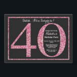 Surprise 40th Birthday Invitation Pink Glitter<br><div class="desc">Surprise 40th Birthday Invitation. Black and Pink Glitter Birthday Party Invite with Chalkboard Background. Surprise Birthday. Adult Birthday. Men or Women Bday Bash Party. For further customization,  please click the "Customize it" button and use our design tool to modify this template.</div>