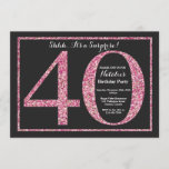 Surprise 40th Birthday Invitation Pink Glitter<br><div class="desc">Surprise 40th Birthday Invitation. Black and Pink Glitter Birthday Party Invite with Chalkboard Background. Surprise Birthday. Adult Birthday. Men or Women Bday Bash Party. For further customization,  please click the "Customize it" button and use our design tool to modify this template.</div>