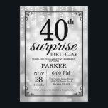 Surprise 40th Birthday Invitation Silver Glitter<br><div class="desc">Surprise 40th Birthday Invitation with Silver String Lights with Silver Glitter Background. Silver Birthday. Adult Birthday. Men or Women Bday Invite. 13th 15th 16th 18th 20th 21st 30th 40th 50th 60th 70th 80th 90th 100th, Any age. For further customization, please click the "Customize it" button and use our design tool...</div>