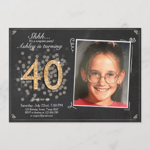 Surprise 40th birthday invite Chalkboard vintage