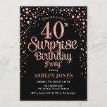 Surprise 40th Birthday Party - Black & Rose Gold Invitation<br><div class="desc">Surprise 40th Birthday Party Invitation.
Elegant design in black and faux glitter rose gold. Features stylish script font and confetti. Message me if you need custom age.</div>
