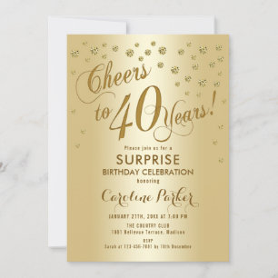 Surprise 40th Birthday Party - Gold Invitation
