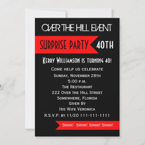 Surprise 40th Birthday Party Invitation
