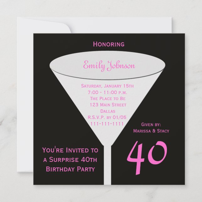 Surprise 40th Birthday Party Invitation (Front)