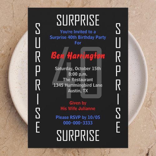 Surprise 40th Birthday Party Invitation - 40
